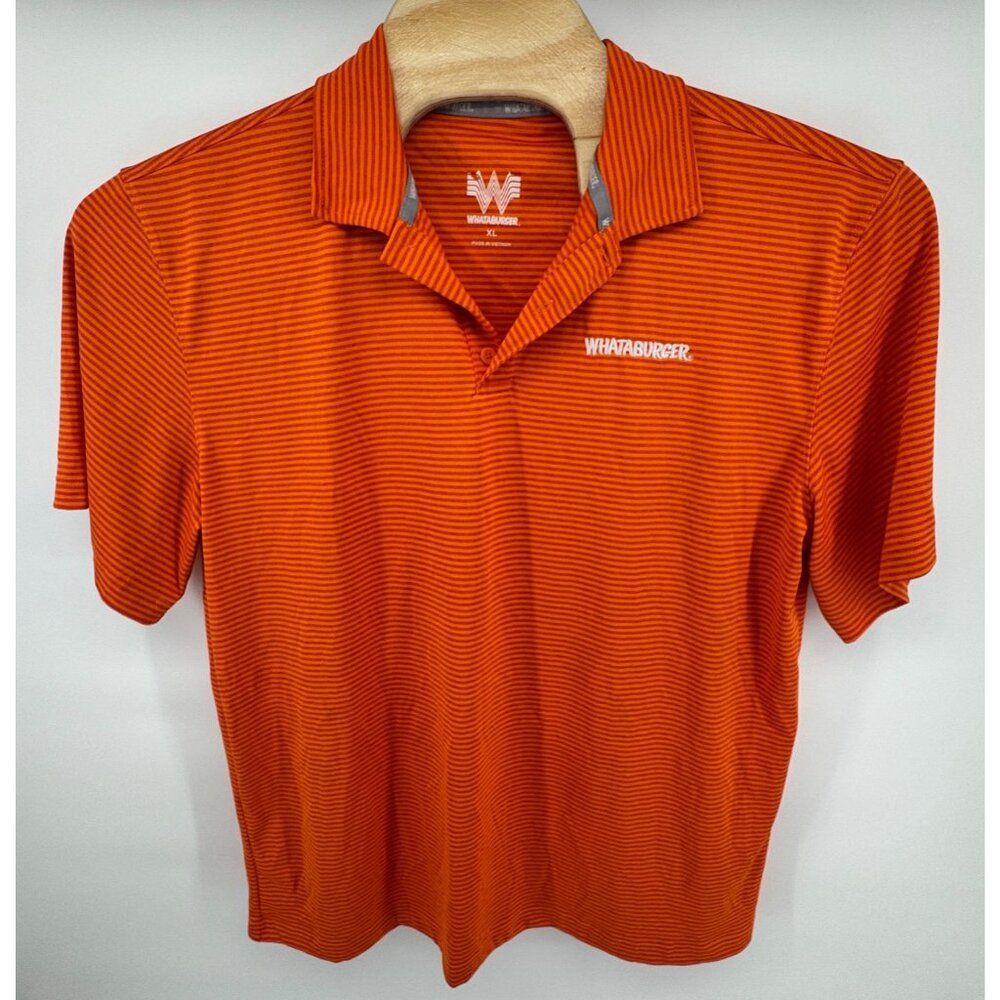 Whataburger Orange Striped Polo Shirt Men’s XL Logo Uniform Golf Fanwear Texas